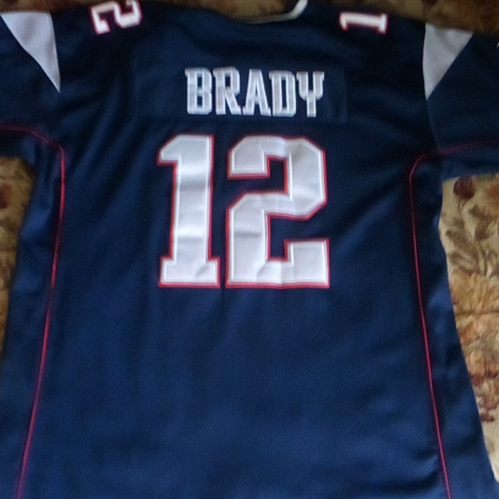 Brady 12 Patriots jersey NFL official merch XL TTS embroidered patches - Picture 8 of 9